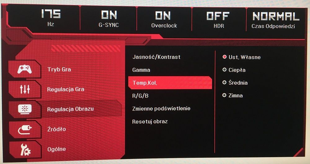 LG 38GL950G - Ustawienia OSD