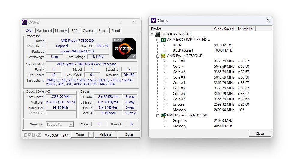 AMD Ryzen 7 7800X3D - taktowanie procesora