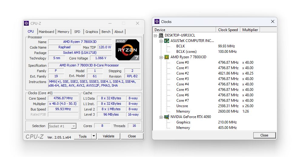 AMD Ryzen 7 7800X3D - taktowanie procesora