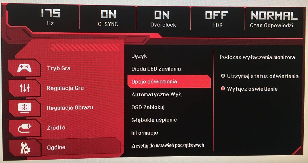LG 38GL950G - Ustawienia OSD