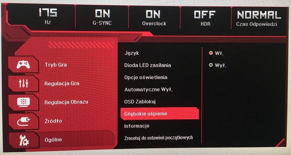 LG 38GL950G - Ustawienia OSD
