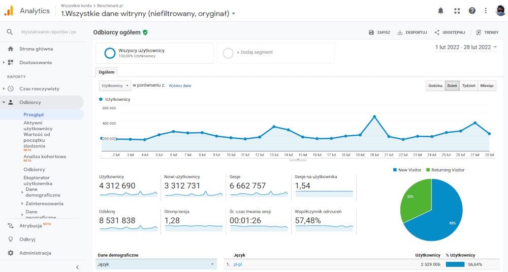 Google Analytics screen
