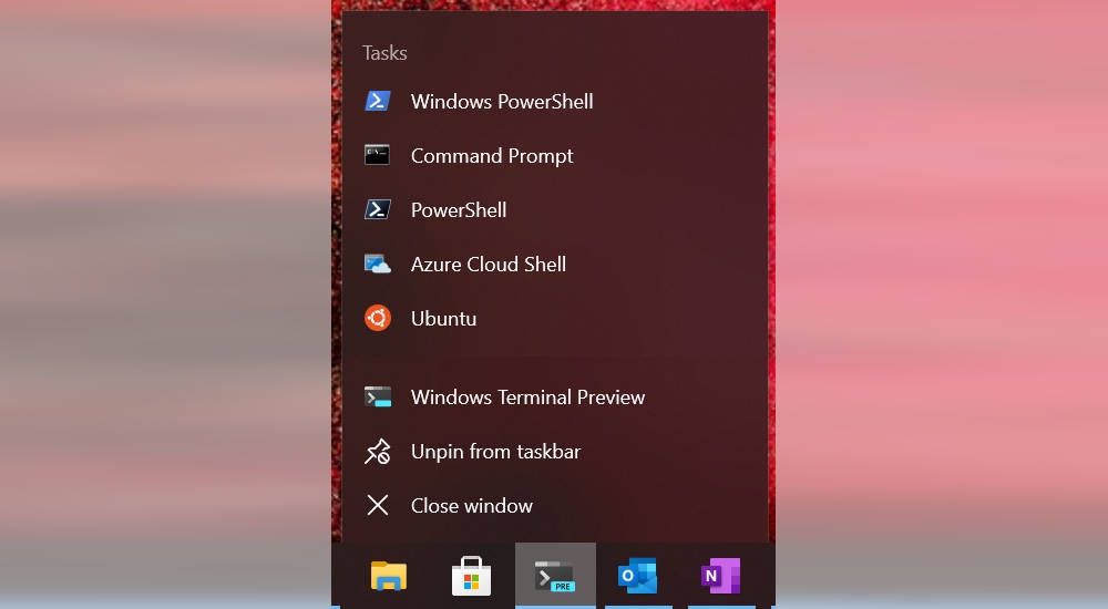 Windows Terminal jumplist