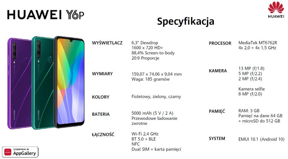 Huawei Y6p specyfikacja