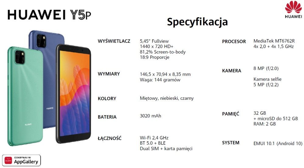 Huawei Y5p specyfikacja
