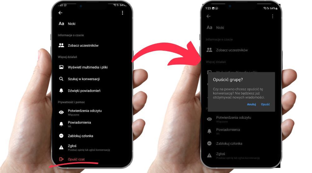 Jak wyjść z grupy messenger na smartfonie