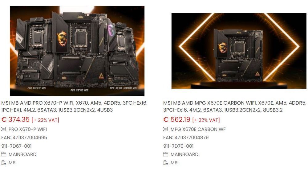 Ceny płyt głównych MSI X670