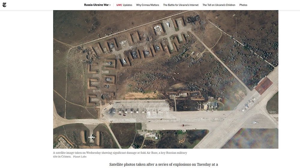 Baza lotnicza Saki po ataku fot. NewYorkTimes