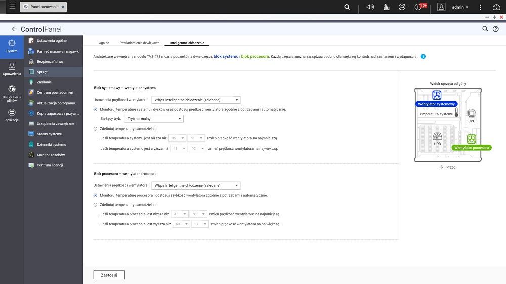 QNAP QTS - Panel Sterowania