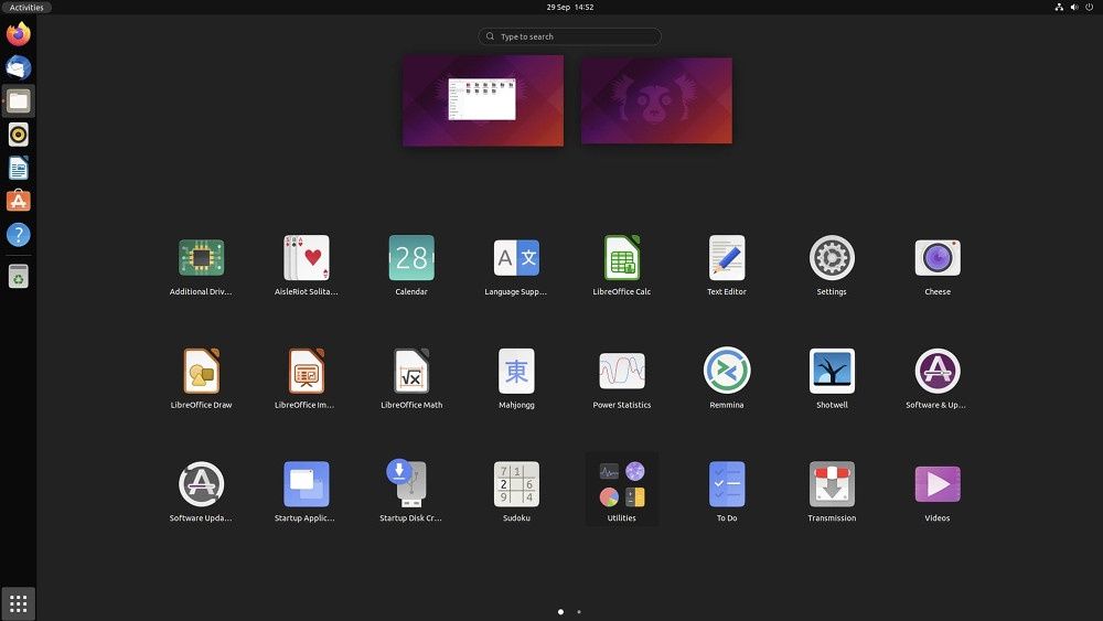 Ubuntu 21.10 screen 1