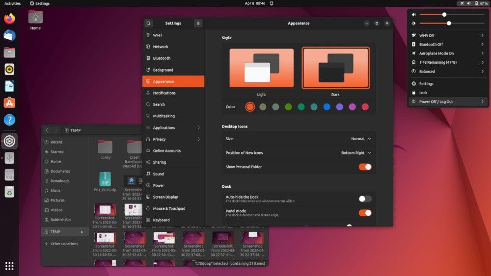 Ubuntu 22.04 UI