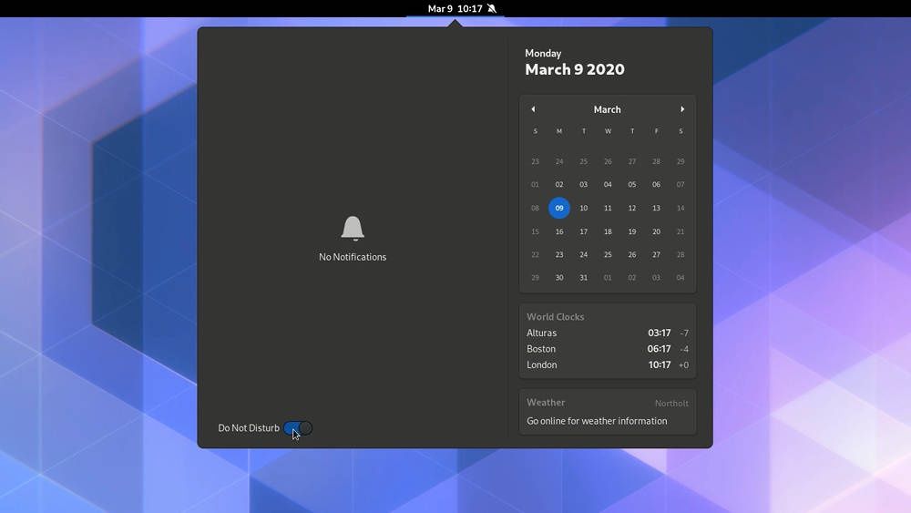 GNOME 3.36 Nie przeszkadzać