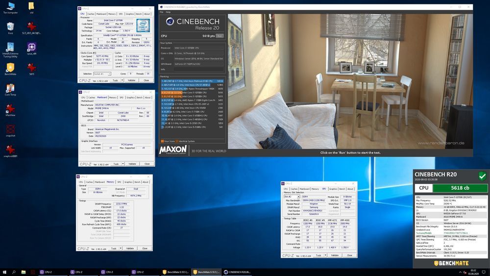 ivanov - wynik podkręcania Intel Core i7-10700K Cinebench R20