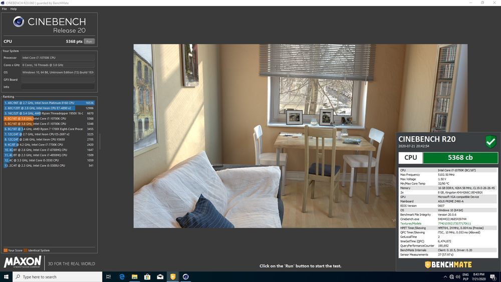 #wincyjhercuf - wynik w Cinebench R20 Wojciech Spychała