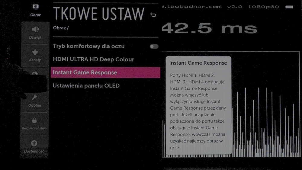 LG 55C9 tryb dla graczy