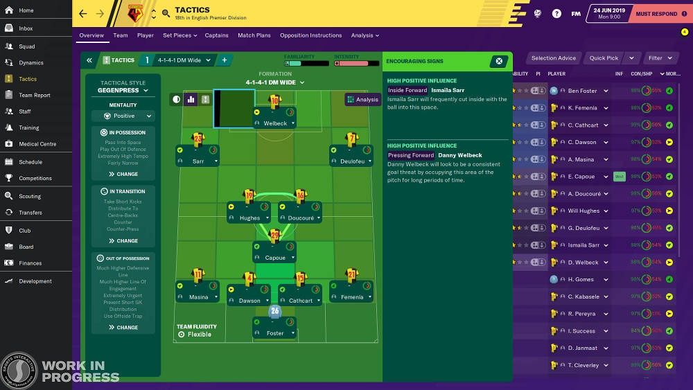 Football Manager 2020 screen