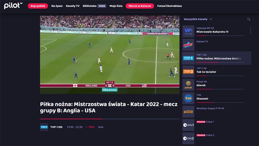 Mundial w telewizji intenretowe Pilot WP