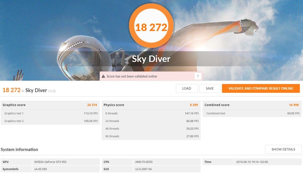 Gigabyte GA-990FX-Gaming - test 3DMark Sky Diver
