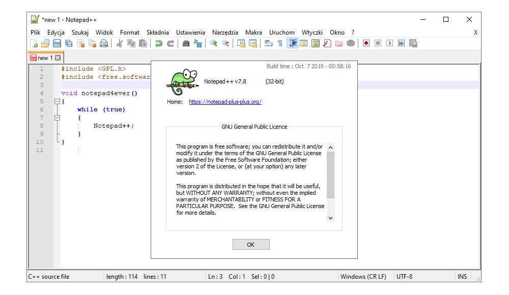 Notepad++ screen