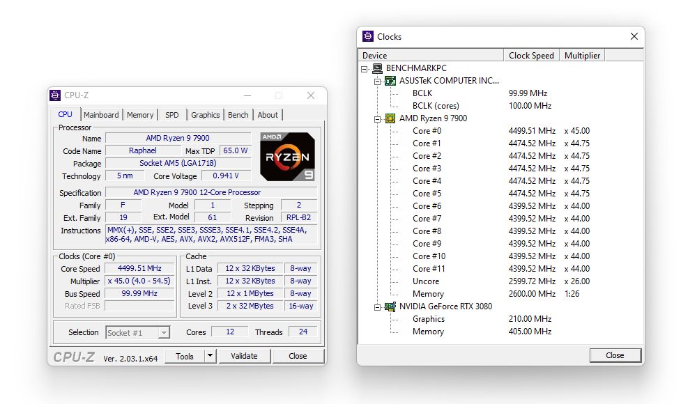 AMD Ryzen 9 7900 - taktowanie