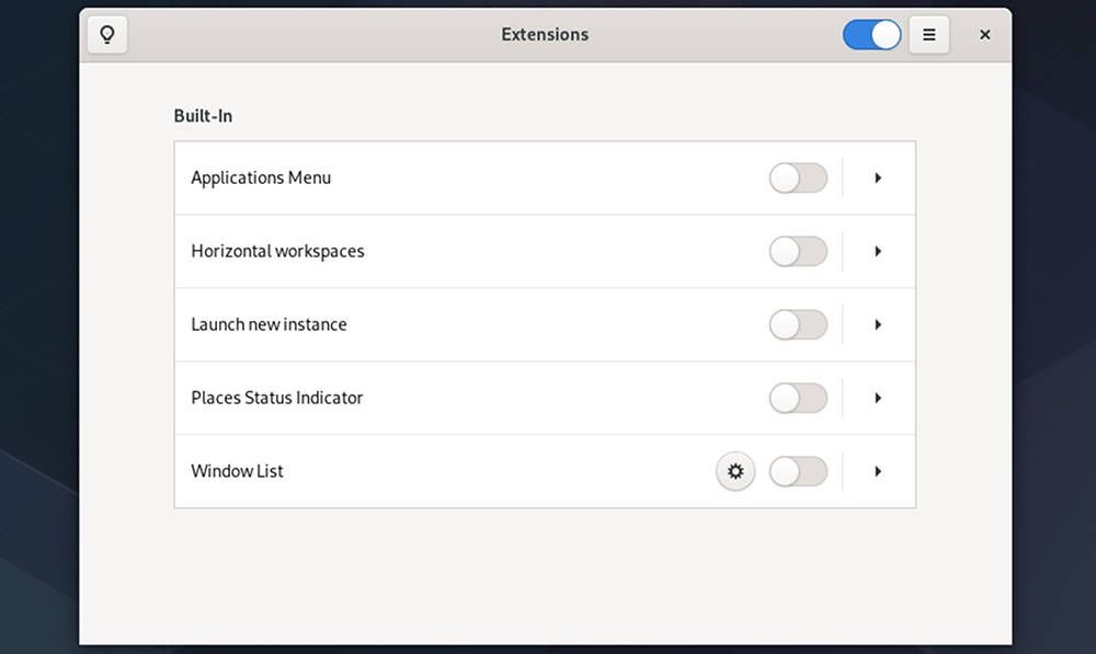 GNOME 3.36 Rozszerzenia