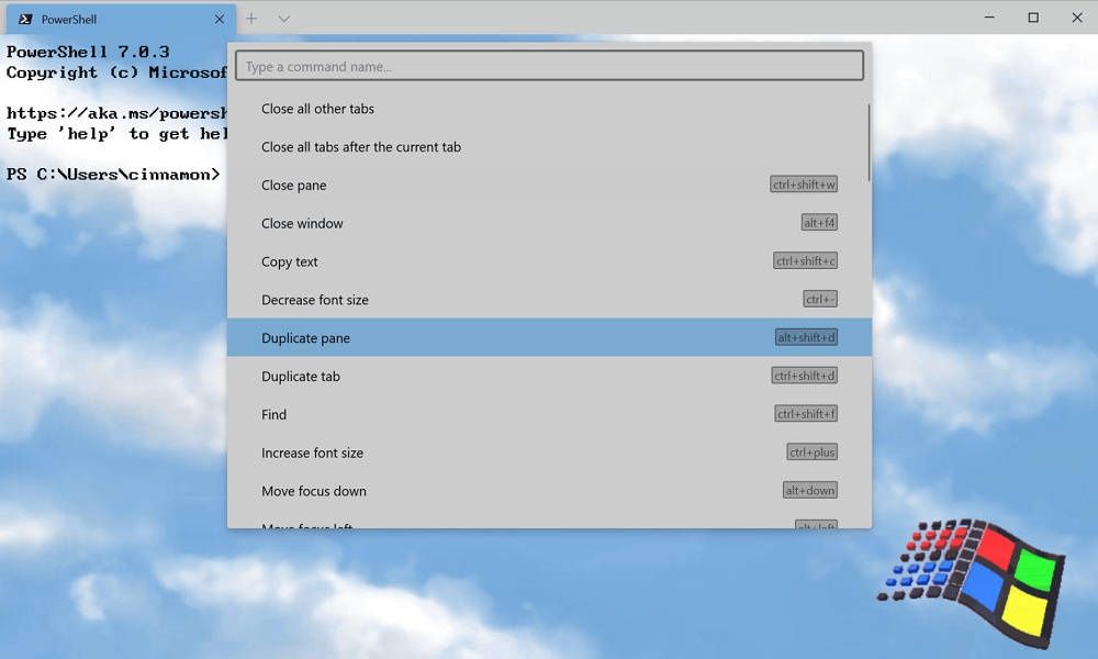 Windows Terminal paleta komend