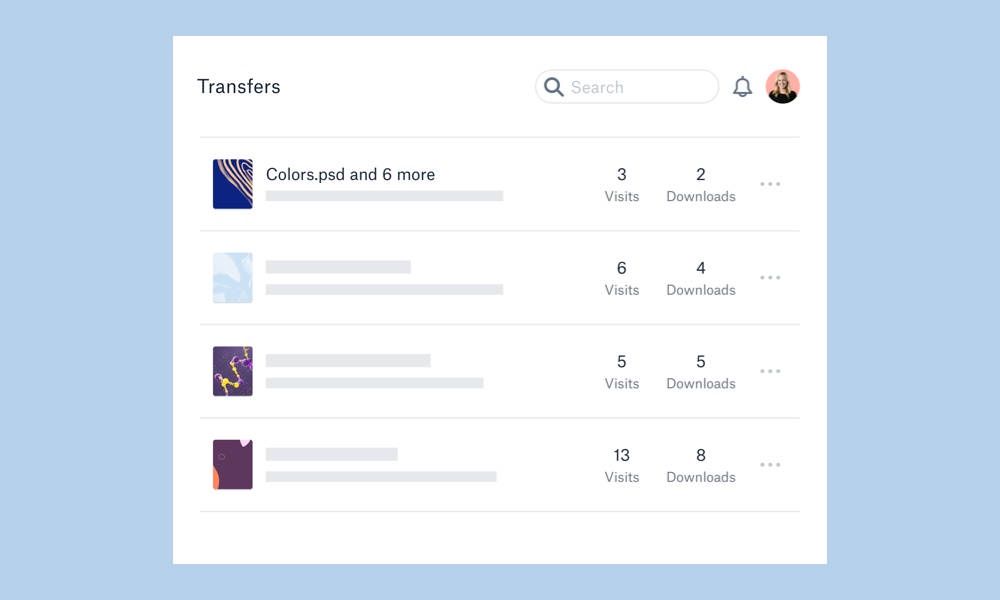 Dropbox Transfer stats