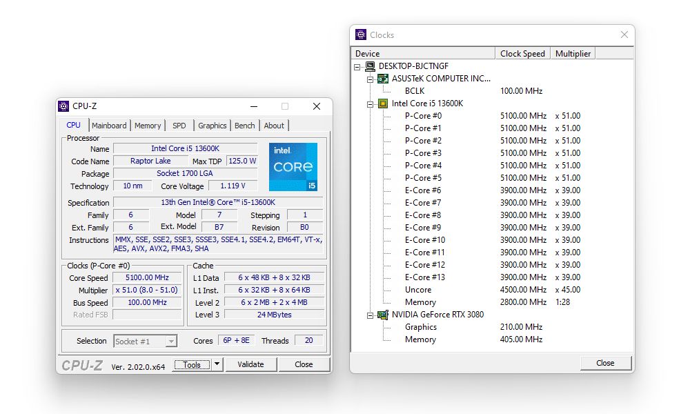 Intel Core i5-13600K - taktowanie procesora