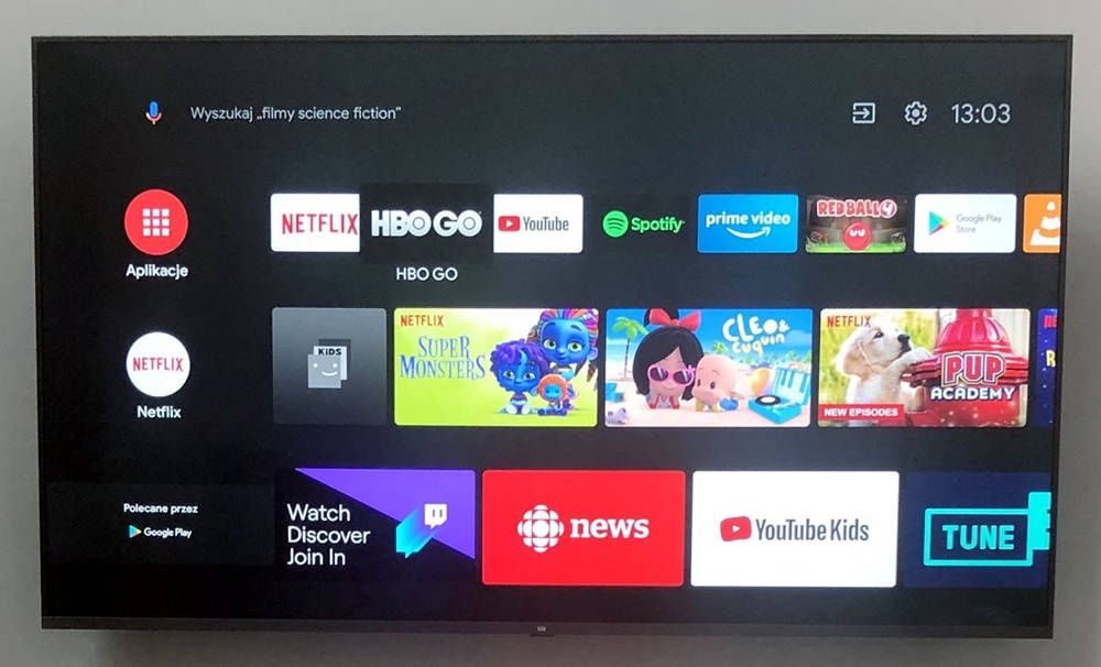Android TV menu