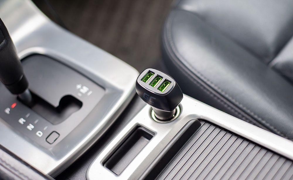 Green Cell GC PowerRide - szybka ładowarka do gniazdka zapalniczki 3 USB