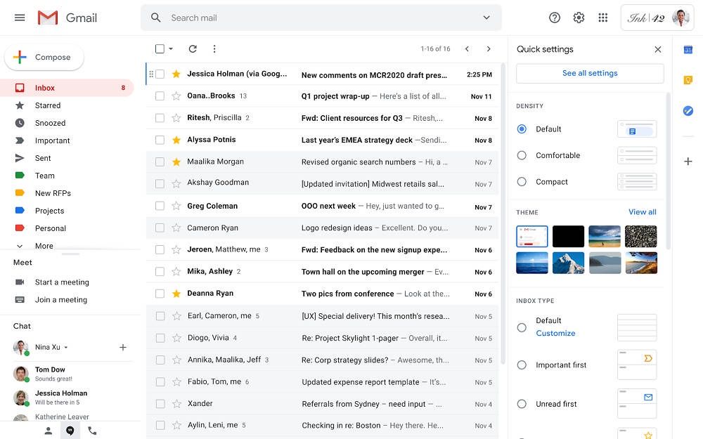 Gmail szybkie ustawienia