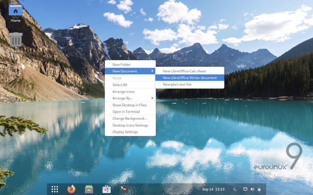 EuroLinux Desktop menu