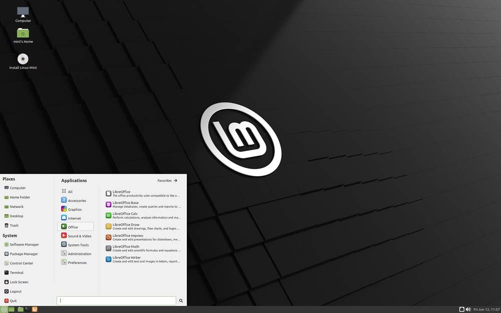 Linux Mint 20 screen