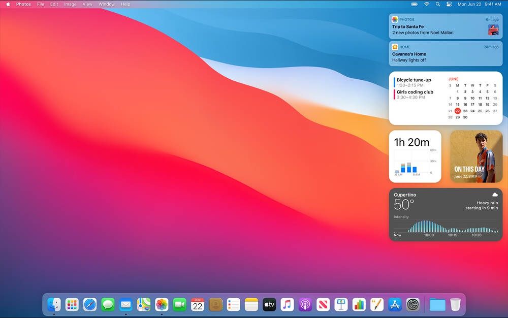macOS Big Sur centrum powiadomień