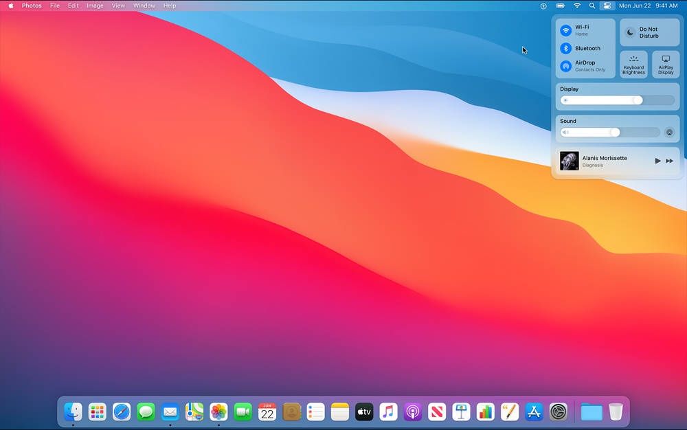 macOS Big Sur centrum sterowania