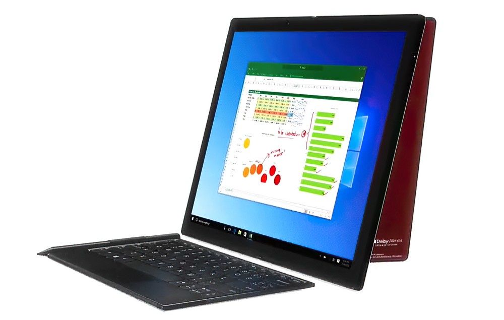 Rozłożony Lenovo Thinkpad X1 Fold z dodatkową klawiaturą