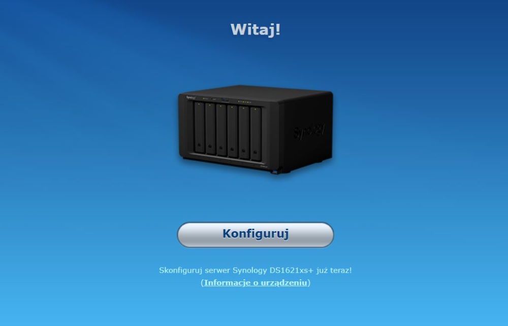 Synology DS1621xs+ - Konfiguracja etap 1