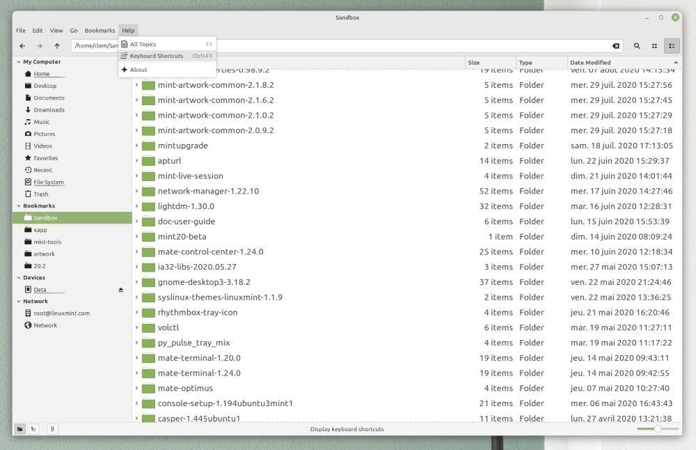 Linux Mint 20.3 okno