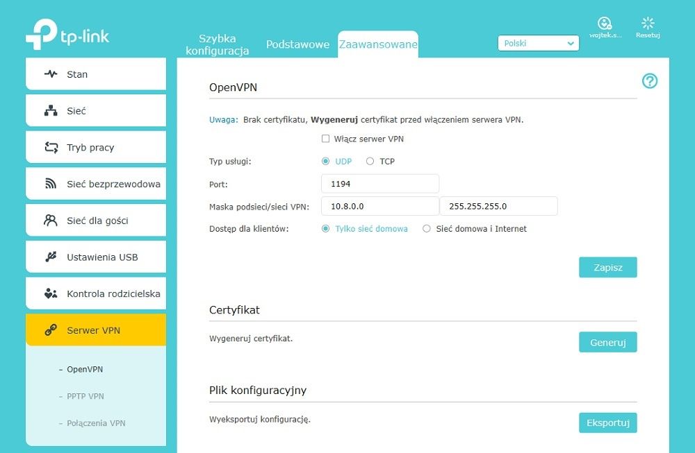 TP-Link Konfiguracja Zaawansowana