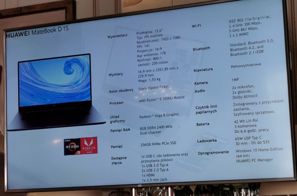 Huawei Matebook D 15 specyfikacja