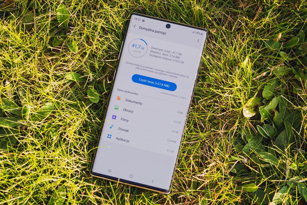 Samsung Galaxy Note 10+ menu pamięć