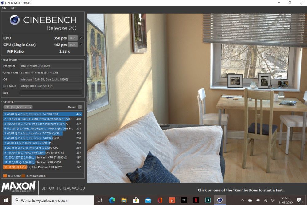 Microsoft Surface Go 2 Cinebench R20