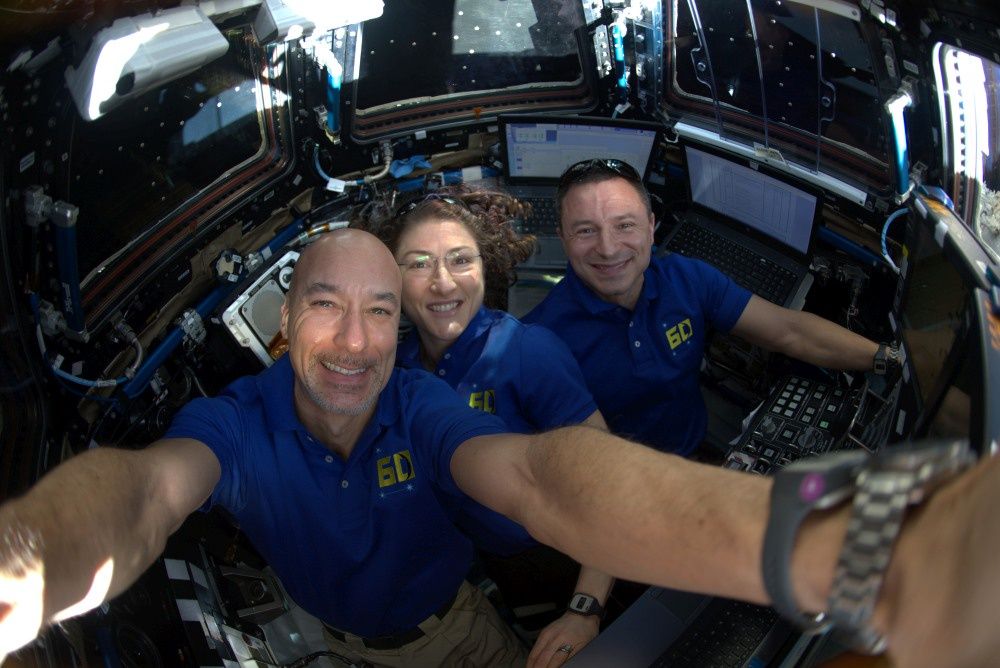 Luca Parmitano Christina Koch i Andrew Morgan MSK