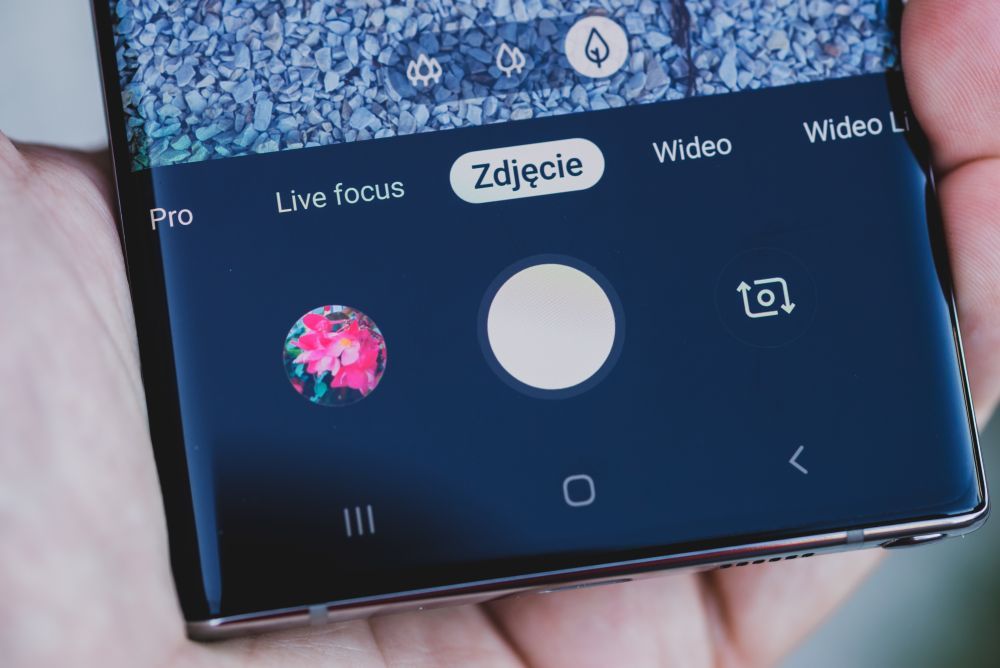 Samsung Galaxy Note 10+ spust migawki dotykowy