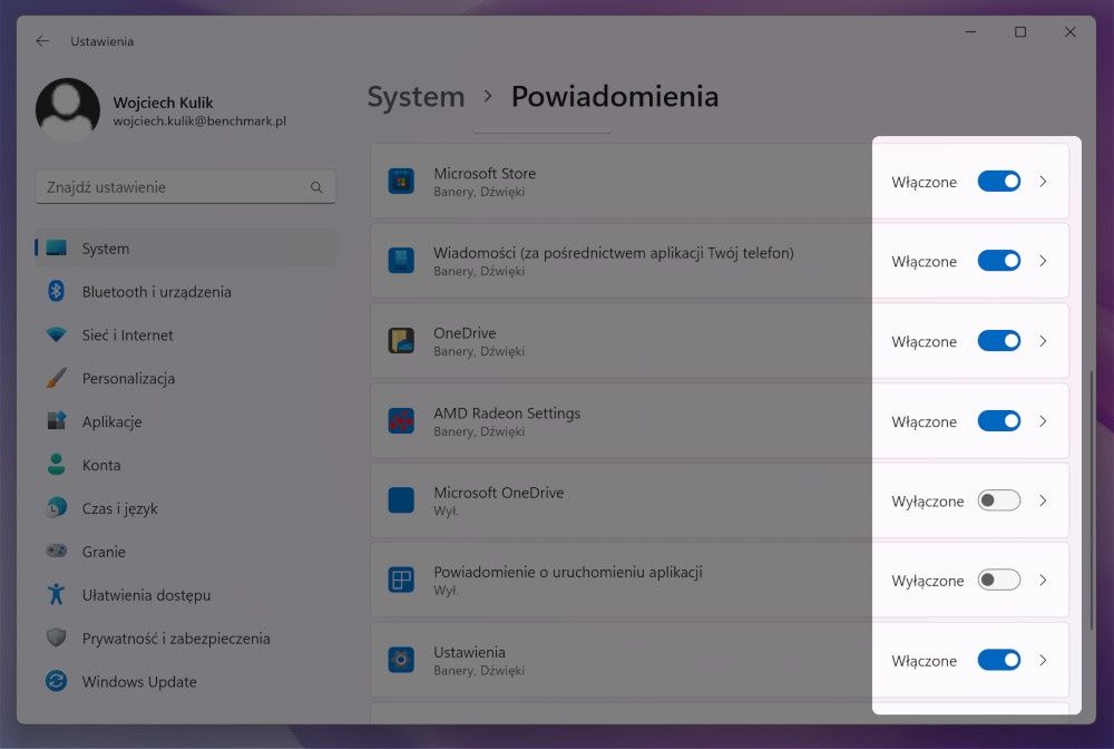 Windows 11 reklamy powiadomienia