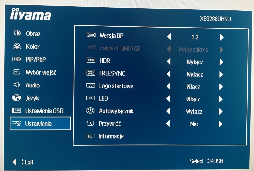 Iiyama XB3288UHSU - OSD