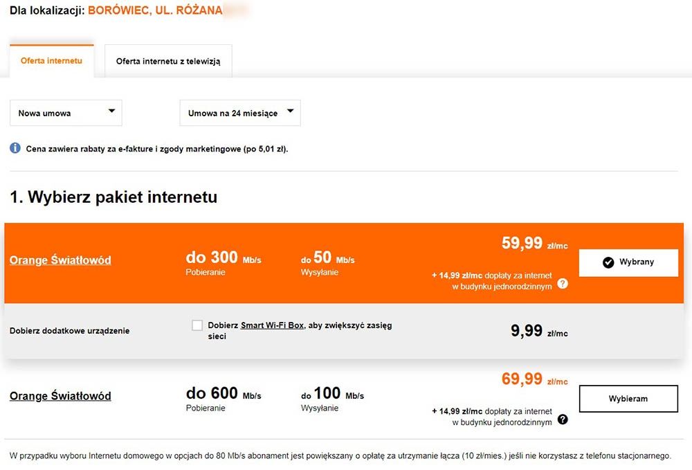 Internet Orange - wieś