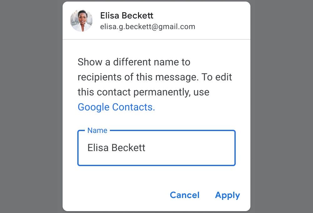 Gmail nazwa niestandardowa