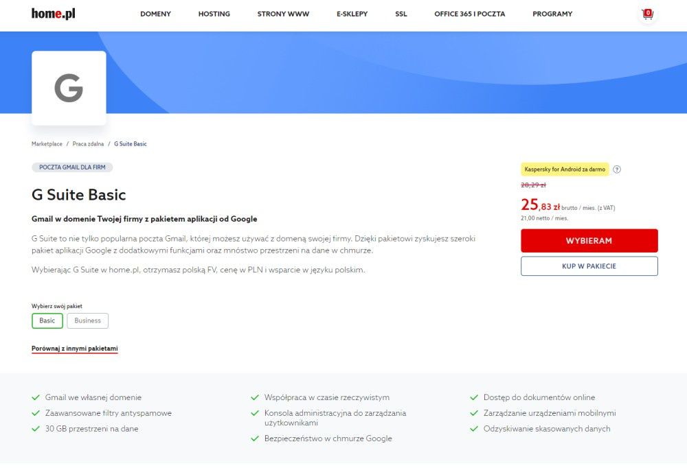 G Suite Basic w home.pl