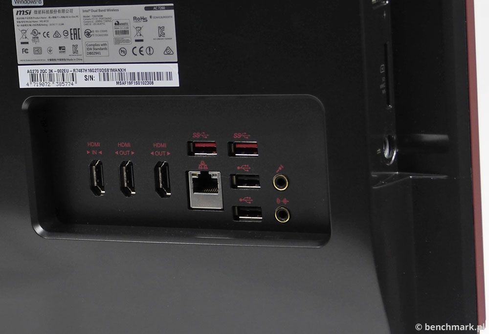 MSI AG270 złącza tył